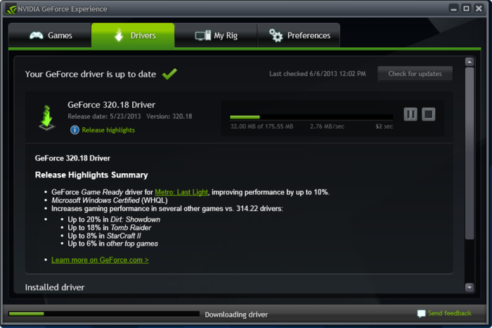 Geforce experience unable to download recommended driver for windows